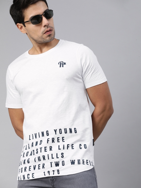 

Roadster Men White Printed Round Neck T-shirt
