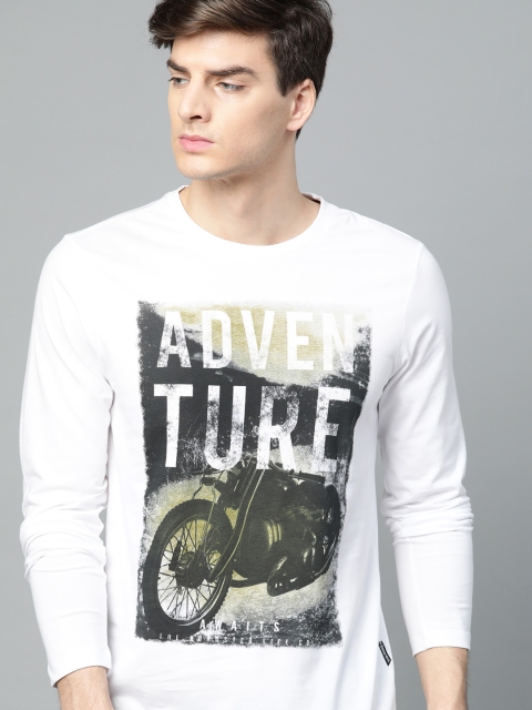 

Roadster Men Black & Charcoal Grey Printed Round Neck T-shirt