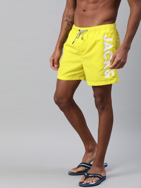

Jack & Jones Men Yellow Printed Swim Shorts