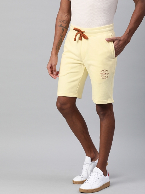 

Jack & Jones Men Cream-Coloured Solid Regular Fit Regular Shorts