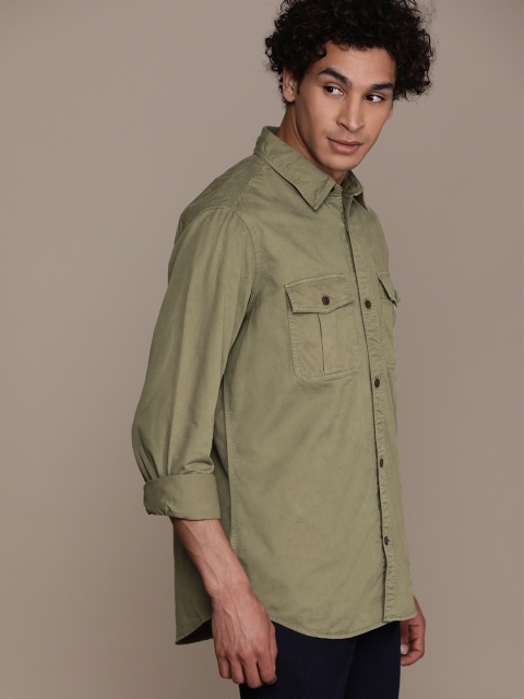 

GAP Men Olive Green Standard Regular Fit Solid Casual Shacket