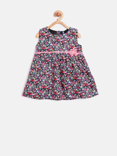 

YK Infant Girls Black Floral Print A-Line Dress