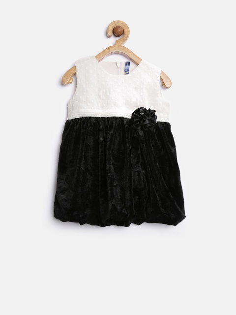 

YK Infant Girls Black Colourblocked Fit & Flare Dress