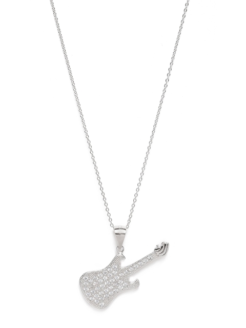 

Unniyarcha Jewellery Pure 92.5 Sterling Silver Guitar Pendant With Chain