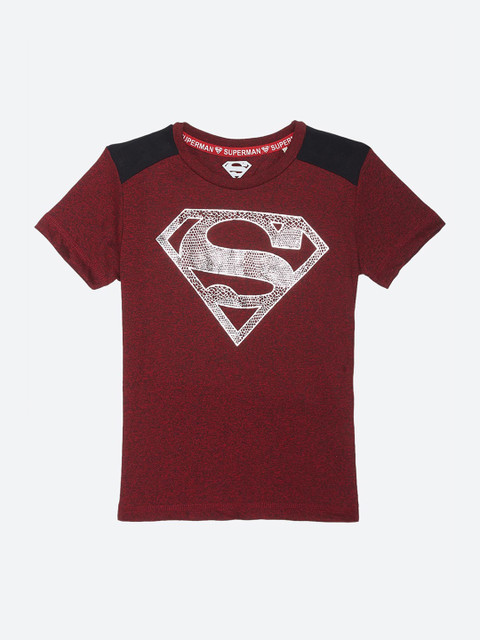 

Kids Ville Superman featured Black Tshirt for Boys, Maroon