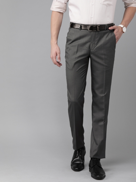 

Park Avenue Men Charcoal Grey Super Slim Fit Solid Formal Trousers