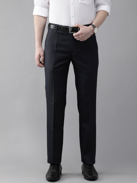 

Park Avenue Men Navy Blue Super Slim Fit Solid Formal Trousers