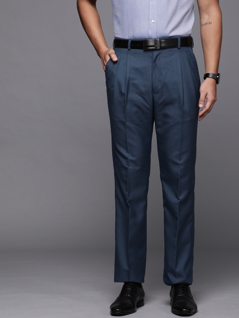 

Raymond Men Blue Classic Fit Solid Formal Trousers