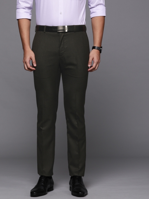 

Raymond Men Brown Slim Fit Self Design Regular Trousers