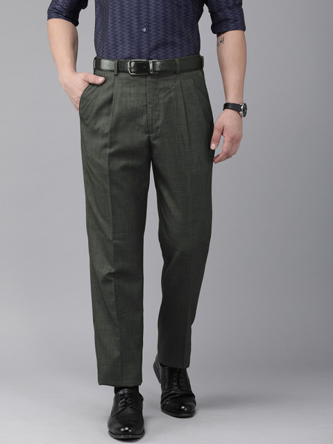 

Park Avenue Men Charcoal Grey Comfort Fit Solid Formal Trousers