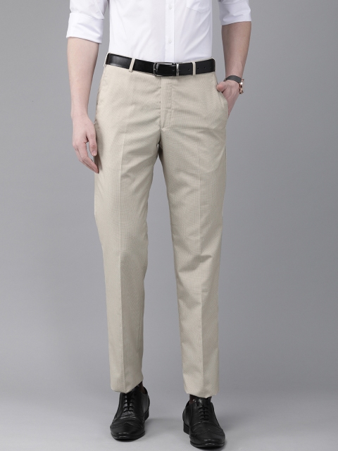 

Park Avenue Men Beige Smart Regular Fit Self Design Regular Trousers
