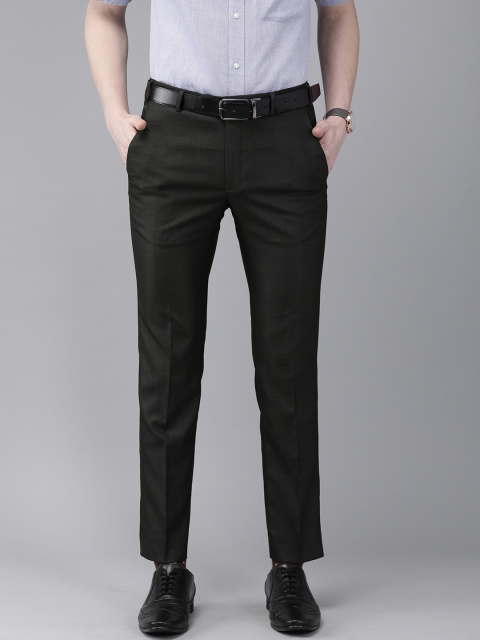 

Park Avenue Men Black Neo Fit Self-Striped Formal Trousers