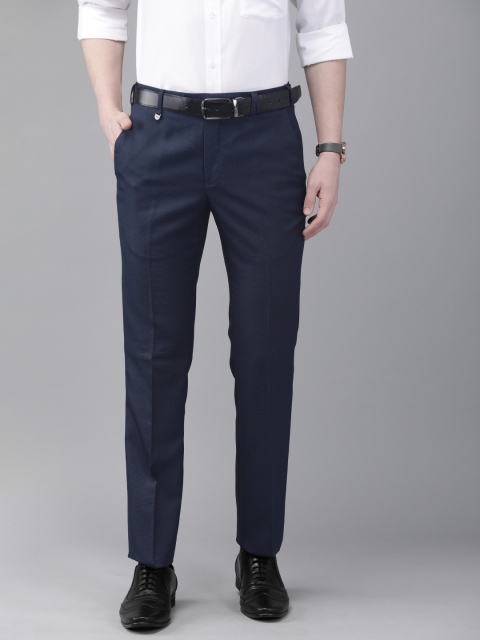 

Park Avenue Men Blue Super Slim Fit Self Design Regular Trousers