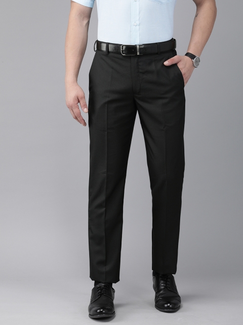 

Park Avenue Men Black Smart Fit Self Design Formal Trousers