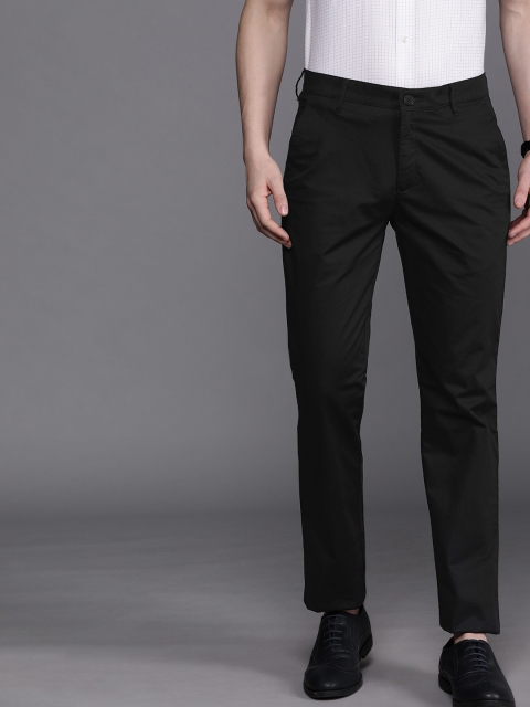 

Raymond Men Black Slim Fit Solid Smart Casual Trousers