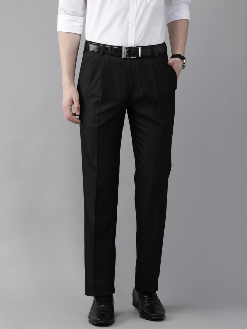 

Park Avenue Work Men Black Regular Fit Self Design Formal Trousers