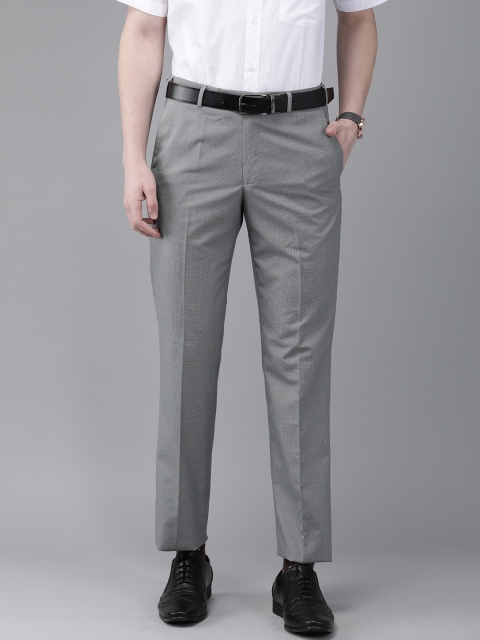 

Park Avenue Men Grey Smart Regular Fit Self Design Formal Trousers