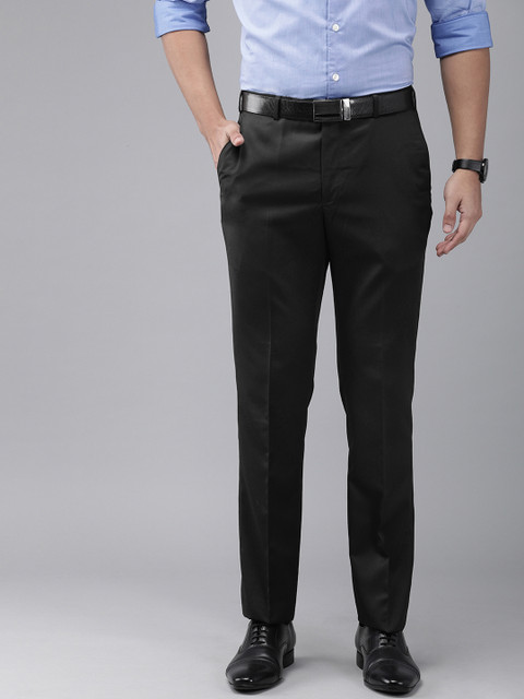 

Park Avenue Men Black Smart Fit Solid Formal Trousers