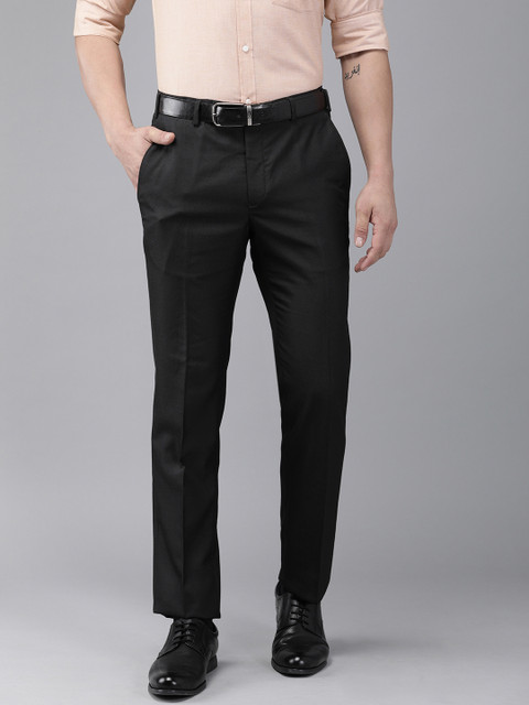 

Park Avenue Men Black Super Slim Fit Solid Formal Trousers