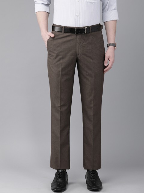 

Park Avenue Men Brown Smart Regular Fit Self Design Formal Trousers