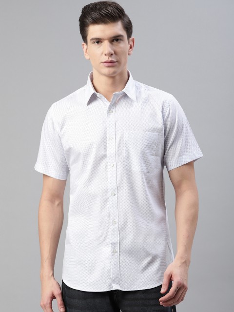 

Raymond Men White & Blue Contemporary Regular Fit Printed Casual Shirt
