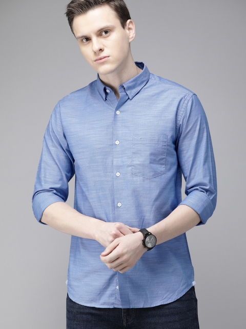 

Park Avenue Men Blue Slim Fit Solid Casual Shirt