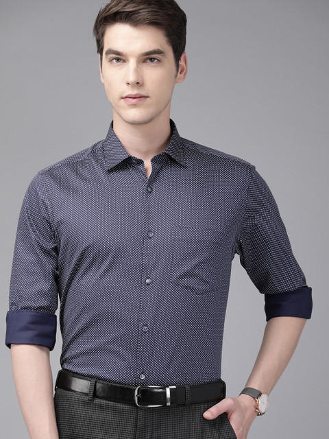 

Park Avenue Men Navy Blue & White Regular Fit Printed Formal Shirt