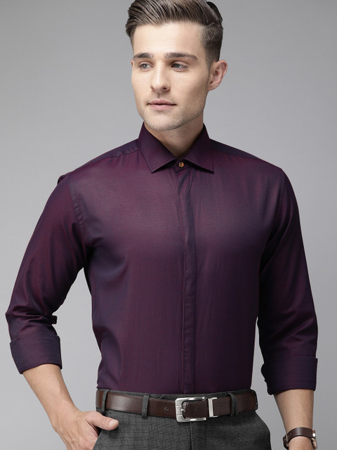 

Park Avenue Men Burgundy Slim Fit Self Design Formal Shirt
