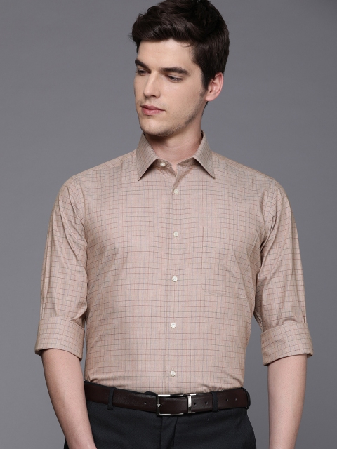 

Raymond Men Khaki & Blue Contemporary Regular Fit Checked Formal Shirt