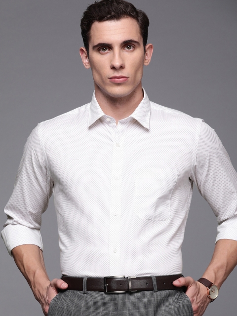 

Raymond Men White & Mauve Contemporary Regular Fit Printed Formal Shirt