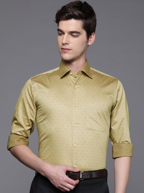 

Raymond Men Beige & Brown Contemporary Fit Self Design Formal Shirt