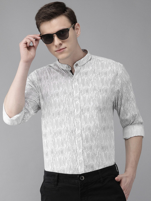 

Park Avenue Men White & Black Slim Fit Printed Casual Shirt