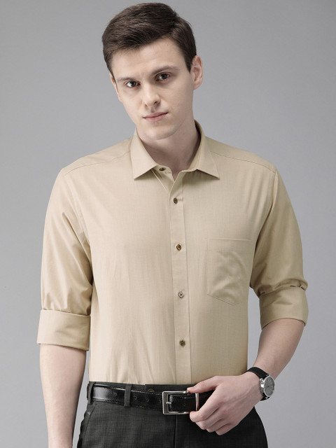 

Park Avenue Men Beige Regular Fit Solid Party Shirt