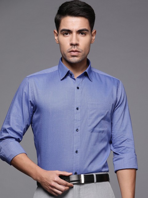 

Raymond Men Blue Contemporary Fit Self Design Formal Shirt