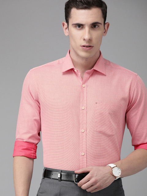 

Park Avenue Men Red & White Slim Fit Self Design Formal Shirt