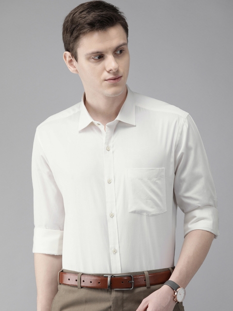 

Park Avenue Men Off-White Slim Fit Solid Formal Shirt