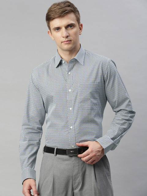 

Raymond Men White & Blue Contemporary Regular Fit Printed Formal Shirt