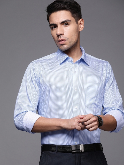 

Raymond Men White & Blue Contemporary Fit Printed Formal Shirt