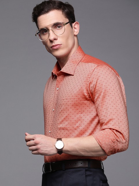 

Raymond Men Red Contemporary Fit Self Design Party Shirt