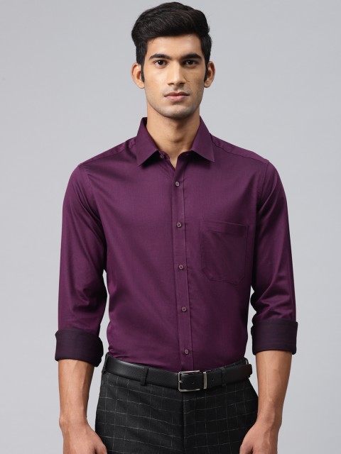 

Raymond Men Aubergine Contemporary Regular Fit Self Design Partywear Shirt, Purple