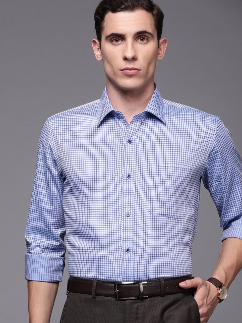 

Raymond Men Lavender & Blue Contemporary Fit Checked Formal Shirt