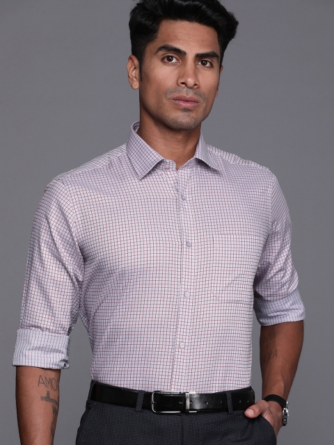 

Raymond Men Grey & Red Contemporary Fit Checked Formal Shirt