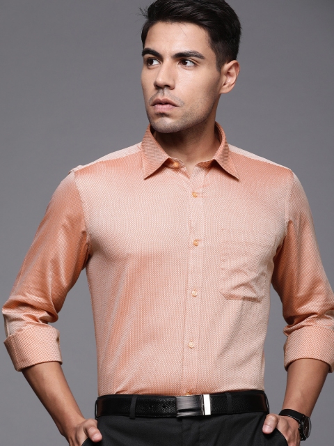 

Raymond Men Orange Contemporary Fit Self Design Formal Shirt