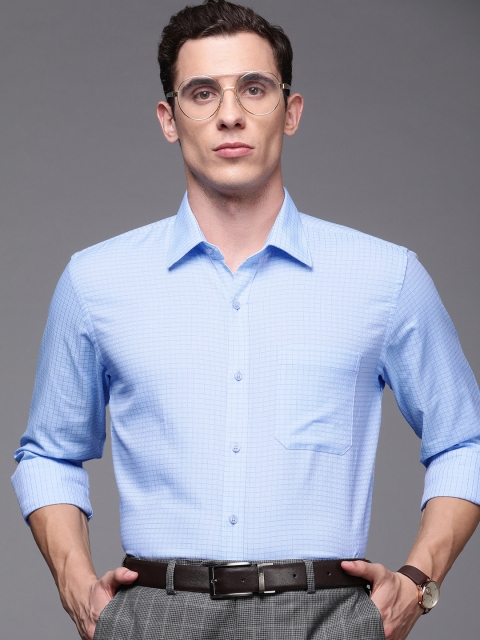 

Raymond Men Blue Contemporary Regular Fit Checked Formal Shirt