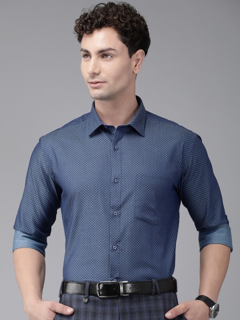 

Park Avenue Men Blue Slim Fit Self Design Formal Shirt