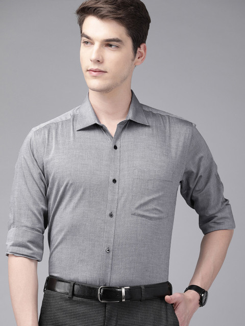 

Park Avenue Men Black & Grey Slim Fit Self Design Formal Shirt