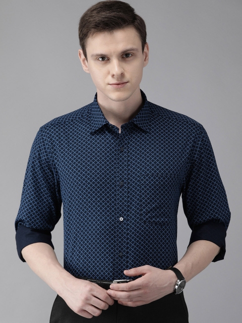 

Park Avenue Celebrate Men Navy Blue Regular Fit Printed Party Shirt