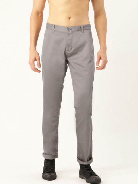 

Flying Machine Men Grey Slim Fit Solid Chinos