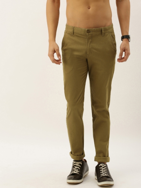 

Flying Machine Men Khaki Super Slim Fit Self Design Regular Trousers