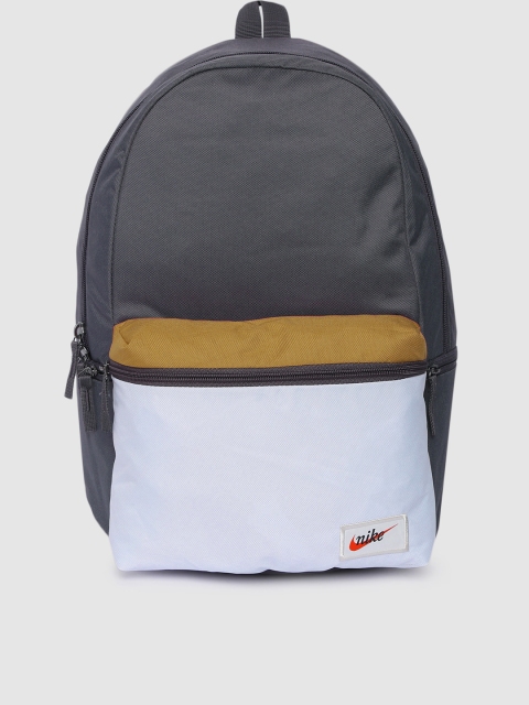 

Nike Unisex Grey & White Colourblocked Heritage Backpack